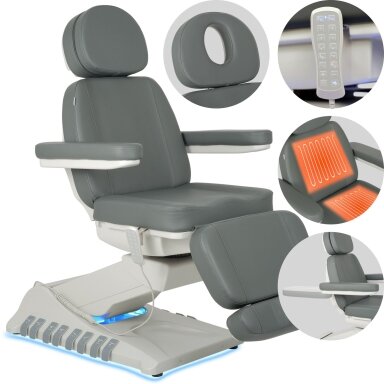 Professional cosmetology chair-bed with heating function, LUXORIA PRO 5, gray Professional cosmetology chair-bed with heating function, LUXORIA PRO 5, gray