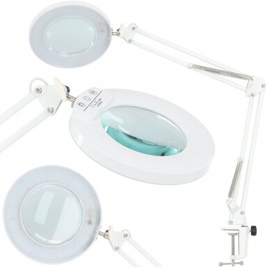 Professional cosmetic LED lamp-magnifying glass CALISSIMO is fixed to surfaces, white color Professional cosmetic LED lamp-magnifying glass CALISSIMO is fixed to surfaces, white color