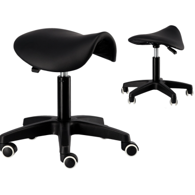 Professional saddle craftsman chair with wheels, CALISSIMO S-024-BLACK Professional saddle craftsman chair with wheels, CALISSIMO S-024-BLACK