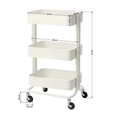 Professional cosmetology trolley HS05, white color