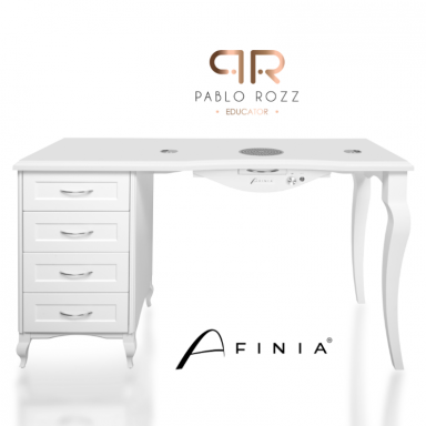 Professional manicure table for beauty salon AFINIA Royal by Pablo Rozz, white color Professional manicure table for beauty salon AFINIA Royal by Pablo Rozz, white color