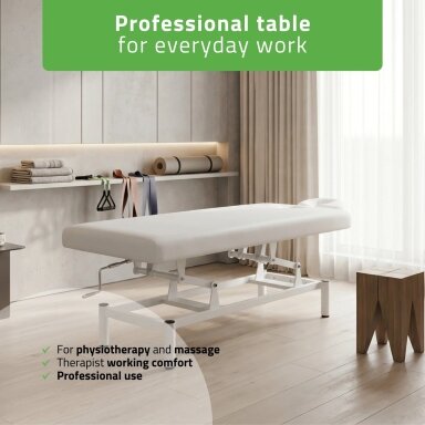 Professional massage and physiotherapy table-bed with manual height adjustment VIGO 1, white Professional massage and physiotherapy table-bed with manual height adjustment VIGO 1, white