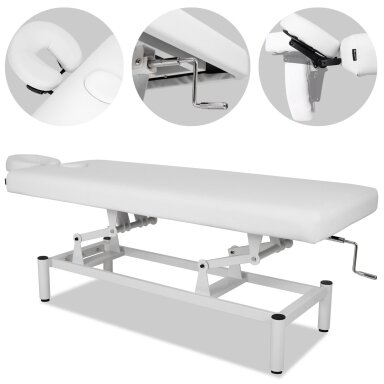Professional massage and physiotherapy table-bed with manual height adjustment VIGO 1, white Professional massage and physiotherapy table-bed with manual height adjustment VIGO 1, white