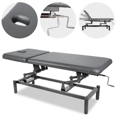 Professional massage and physiotherapy table-bed with adjustable backrest VIGO 2, gray Professional massage and physiotherapy table-bed with adjustable backrest VIGO 2, gray