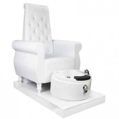 Профессиональное pоскошная мебель-кресло для процедур педикюра, белое с кристаллами SPA KRYSTAL