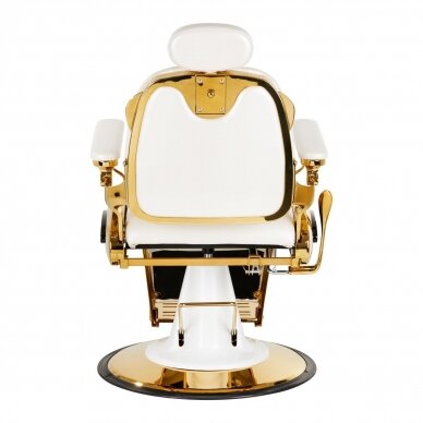 Профессиональное парикмахерское кресло для парикмахерских и салонов красоты GABBIANO FRANCESCO, белое с золотыми деталями 2