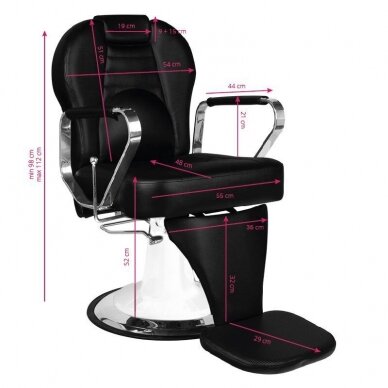 Профессиональное барберское кресло для парикмахерских и салонов красоты GABBIANO TIZIANO, черно белого цвета 6