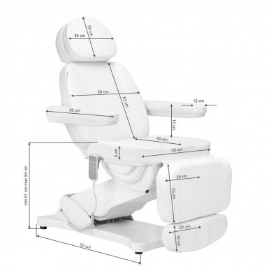 Professional electric cosmetology chair - bed SILLON CLASSIC, 4 motors, white color 18