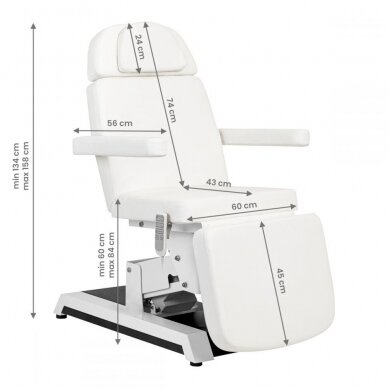 Profesionali elektrinė kosmetologinė kėdė - gultas W-12 (4 varikliai), baltos spalvos 14