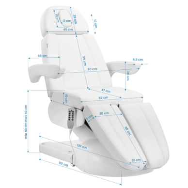 Professional electric cosmetology chair-bed AZZURRO LUX, white 16 Professional electric cosmetology chair-bed AZZURRO LUX, white 16