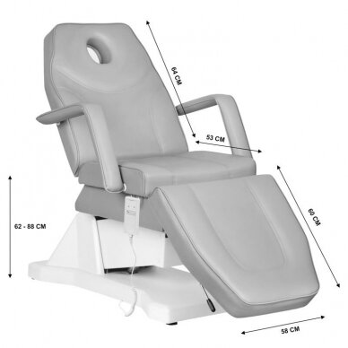 Profesionali elektrinė kosmetologinė kėdė SOFT (1 variklis), pilkos spalvos 6