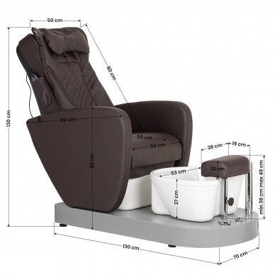 Profesionali elektrinė podologinė kėdė pedikiūro procedūroms su masažo funkcija AZZURRO 016C, rudos spalvos 18