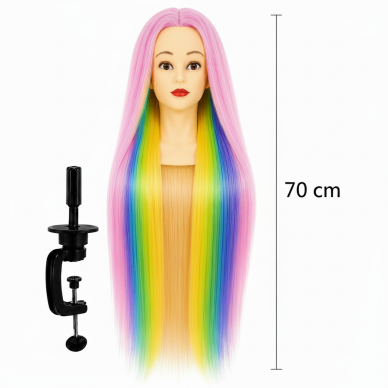 Profesionali galva mokymams IZA 70cm, terminiais plaukais + laikiklis 10 Profesionali galva mokymams IZA 70cm, terminiais plaukais + laikiklis 10