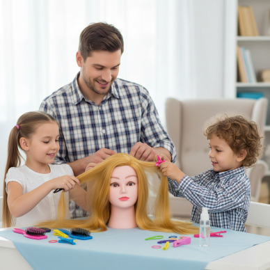 Profesionali galva mokymams IZA BLOND 60cm, terminiai plaukai 3