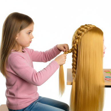 Profesionali galva mokymams IZA BLOND 60cm, terminiai plaukai 5