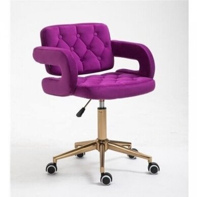 Professional beauty salon chair with wheels HR8403K, fuchsia velor