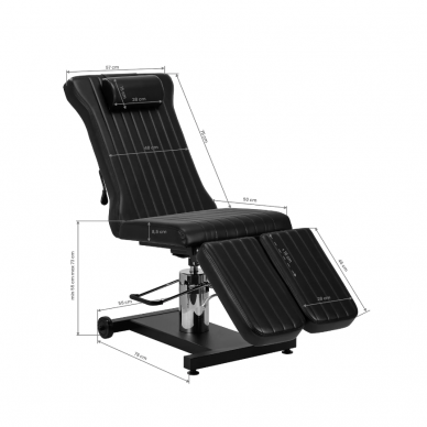 Профессиональное гидравлическое кресло-кровать для тату-салона PRO INK 611, цвет черный 13