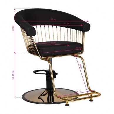 Profesionali kirpyklos kėdė GABBIANO LILLE, juodos spalvos su aukso detalėm 6