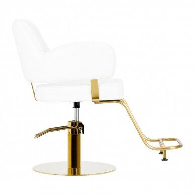 Professional hairdressing chair GABBIANO Linz NQ, white with gold details 3