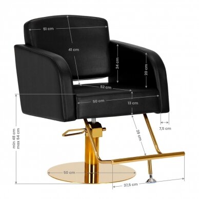 Professional hairdressing chair GABBIANO TURIN, black with gold details 7