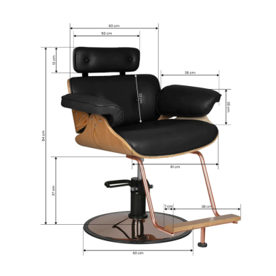 Professional hairdresser's chair with footrest and wooden elements GABBIAN FLORENCE, black color 4 Professional hairdresser's chair with footrest and wooden elements GABBIAN FLORENCE, black color 4