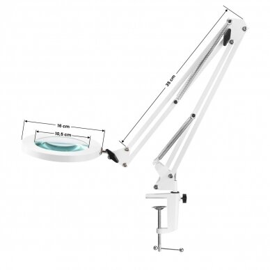 Profesionali kosmetologinė LED lempa - lupa GLOW 308, tvirtinama prie paviršių, baltos spalvos 3