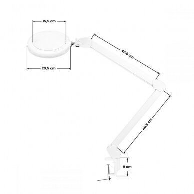 Profesionali kosmetologinė lempa-lupa tvirtinama prie stalo su šviesios reguliavimu  LED GLOW 8021 9