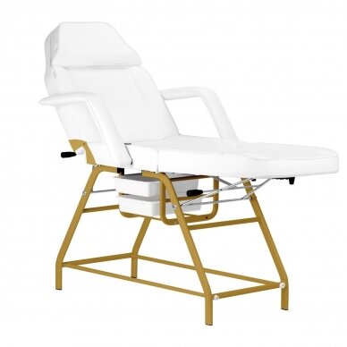 Profesionali kosmetologinė lova-kėdė grožio procedūroms 557G, baltai auksinės spalvos 2