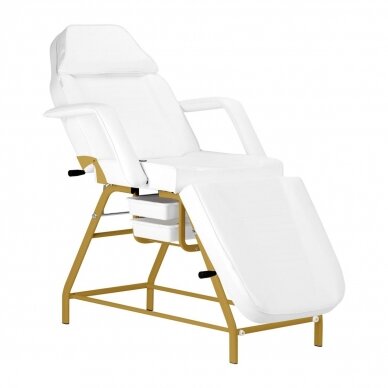 Profesionali kosmetologinė lova-kėdė grožio procedūroms 557G, baltai auksinės spalvos
