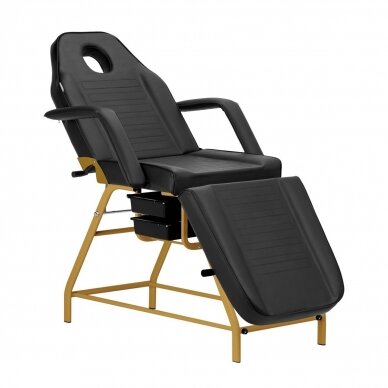 Profesionali kosmetologinė lova-kėdė grožio procedūroms 557G, juodai auksinės spalvos 3