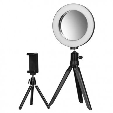 Professional lamp for makeup artists LED MINI RING LIGHT 6&quot; with mirror and phone holder 1