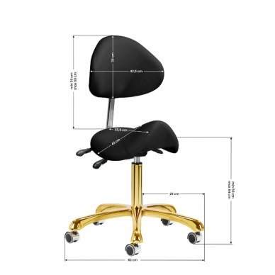 Профессиональное мастерское кресло-седло для косметологов с регулируемой спинкой GIOVANNI 1004, цвет черный 8