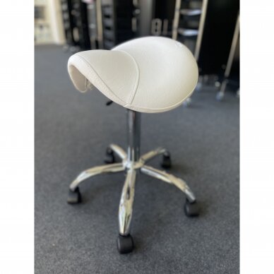 Профессиональное кресло-табурет СЕДЛО для мастера красоты BD-9909, белого цвета 2