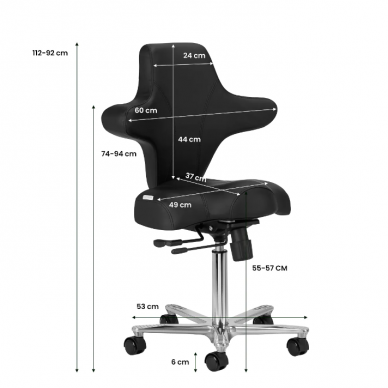 Профессиональный мастер-стул для косметологов AZZURRO SPECIAL 152, с регулируемым углом сиденья и спинкой, черный цвет 9