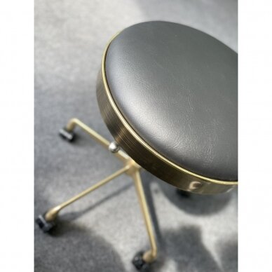 Profesionali meistro kėdutė kosmetologams bei grožio salonams H7, juodos spalvos sėdynė su auksinės spalvos pakoju 6