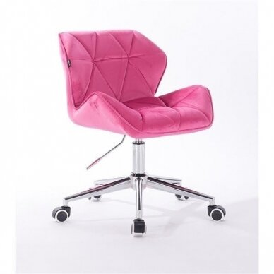 Professional craftsman&#39;s chair with wheels HR111K, raspberry velour 3