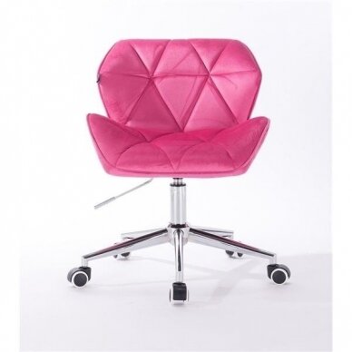 Professional craftsman&#39;s chair with wheels HR111K, raspberry velour 4