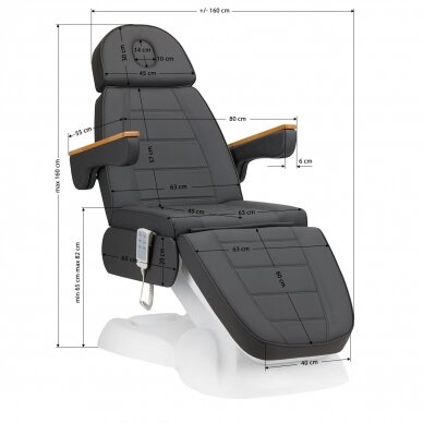 Professional electric recliner-bed for beauticians LUX 273B 3 motors, gray color 16