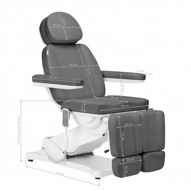 Профессиональное электрическое косметологическое кресло-кровать для процедур педикюра SILLON CLASSIC, 3 мотора, цвет серый 17