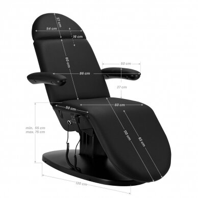 Профессиональная электрическая кресло-кровать для косметологов SILLON BASIC, 3 мотора, черного цвета 14