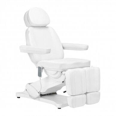 Profesionali elektrinė kosmetologinė kėdė - gultas pedikiūro procedūroms SILLON CLASSIC, 3 variklių, baltos spalvos