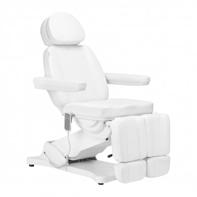 Profesionali elektrinė kosmetologinė kėdė - gultas pedikiūro procedūroms SILLON CLASSIC, 2 variklių, baltos spalvos