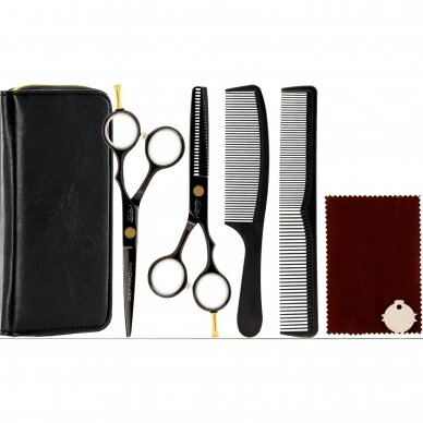 Profesionalus kirpėjo žirklių rinkinys BLACK SUPERIOR LINE 6.0 Profesionalus kirpėjo žirklių rinkinys BLACK SUPERIOR LINE 6.0