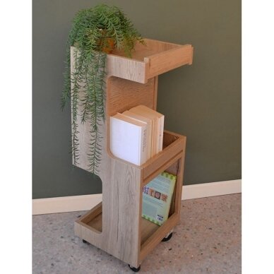 Professional hairdressing trolley - display stand ESSE, light wood color 2 Professional hairdressing trolley - display stand ESSE, light wood color 2