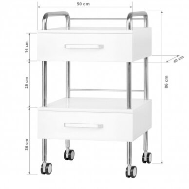 Professional beautycan trolley for beauty salons 6051, white color 3
