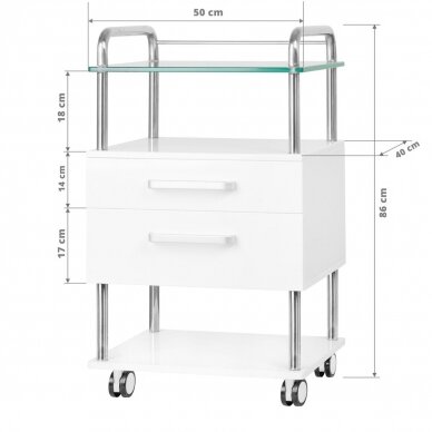 Professional beautycan trolley for beauty salons 6052, white color 4