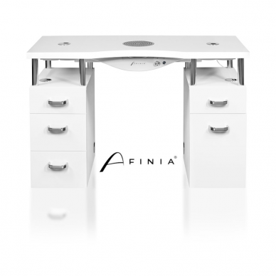 Profesionalus manikiūro stalas grožio salonui AFINIA BASIC 130, baltos spalvos