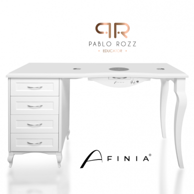 Professional manicure table for beauty salon AFINIA Royal by Pablo Rozz, white color