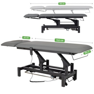 Professional massage and physiotherapy table-bed with foot control mechanism FORTIS 2 ERGO, gray 1