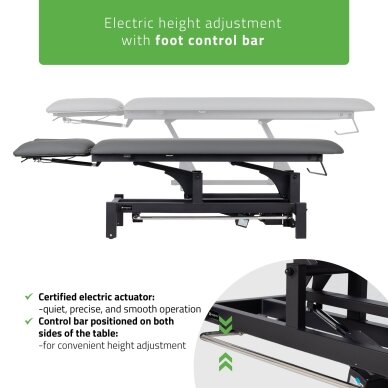 Professional massage and physiotherapy table-bed with foot control mechanism FORTIS 2 ERGO, gray 2